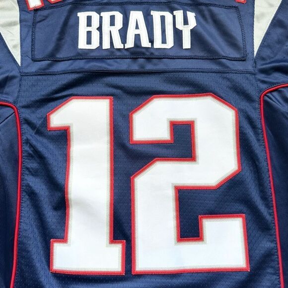 🔃New England Patriots #12 Tom Brady Blue NFL Short Sleeve Jersey - Picture 6 of 12